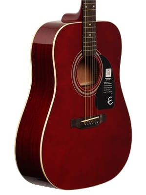 Epiphone Exclusive Run Songmaker DR-100 Acoustic Guitar Wine Red Body Angled View